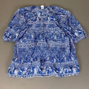 JMS Just My Size Blue Tunic Top Womens Plus Size 4X Blue Floral Print 3/4 Sleeve